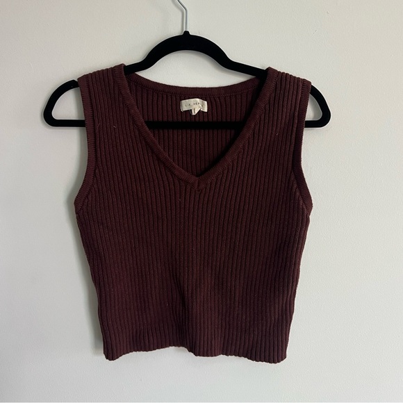 La Hearts Tops - La Hearts Burgundy Ribbed Tank Top